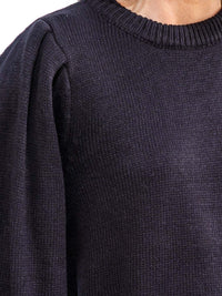 WOMEN'S LONG BALLON SLEEVE OPEN BACK PULLOVER SWEATER
