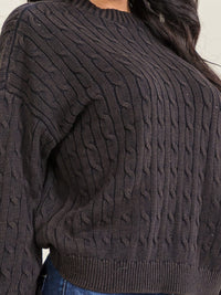 WOMEN'S LONG SLEEVE CABLE KNIT PULLOVER SWEATER