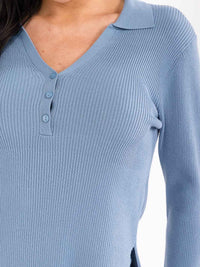 WOMEN'S LONG SLEEVE TOP & ELASTIC WAIST PANTS RIBBED 2PC. SET