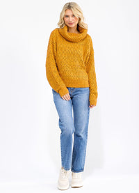 WOMEN'S LONG SLEEVE TURTLE NECK KNIT PULLOVER SWEATER