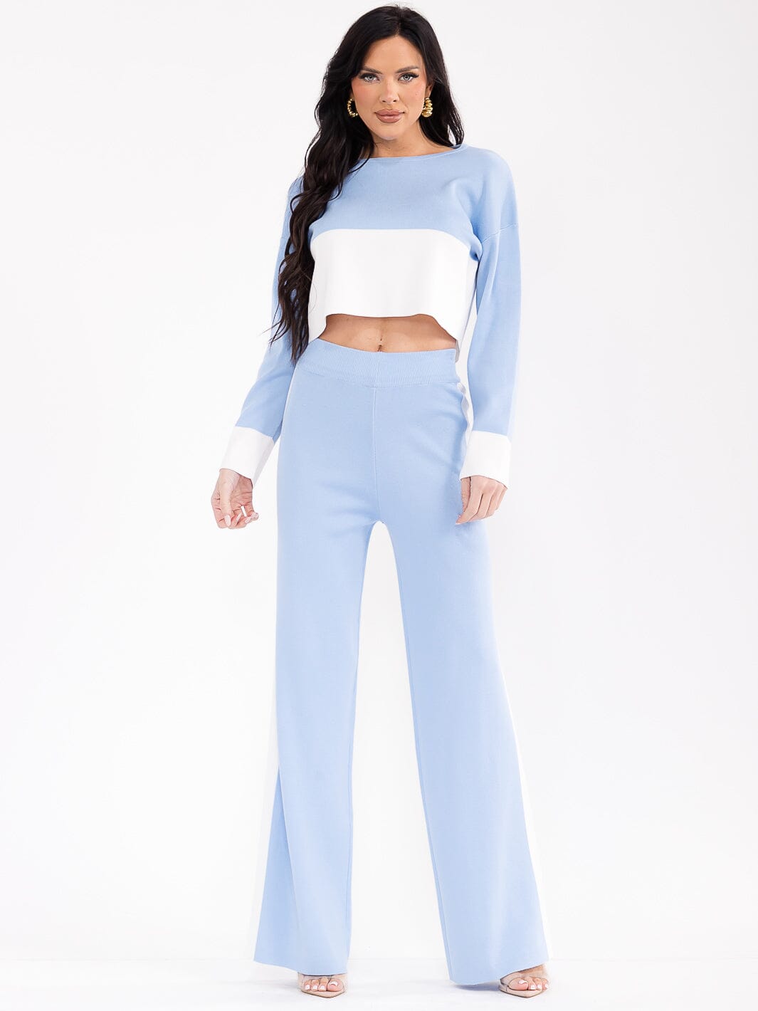 WOMEN'S LONG SLEEVE TOP & ELASTIC WAIST PANTS COLORBLOCK 2PC. SET