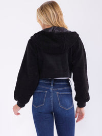 WOMEN'S LONG SLEEVE ZIPPER CLOSURE FRONT POCKETS HOODED CONTRAST JACKET