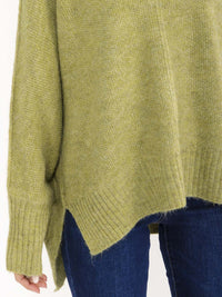WOMEN'S LONG SLEEVE V-NECK PULLOVER HIGH-LOW SWEATER