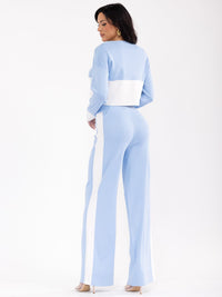 WOMEN'S LONG SLEEVE TOP & ELASTIC WAIST PANTS COLORBLOCK 2PC. SET