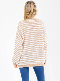 WOMEN'S LONG SLEEVE KNIT PULLOVER COLORBLOCK OVERSIZED SWEATER