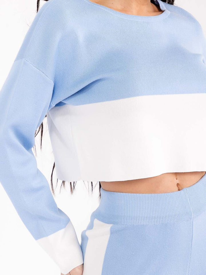 WOMEN'S LONG SLEEVE TOP & ELASTIC WAIST PANTS COLORBLOCK 2PC. SET