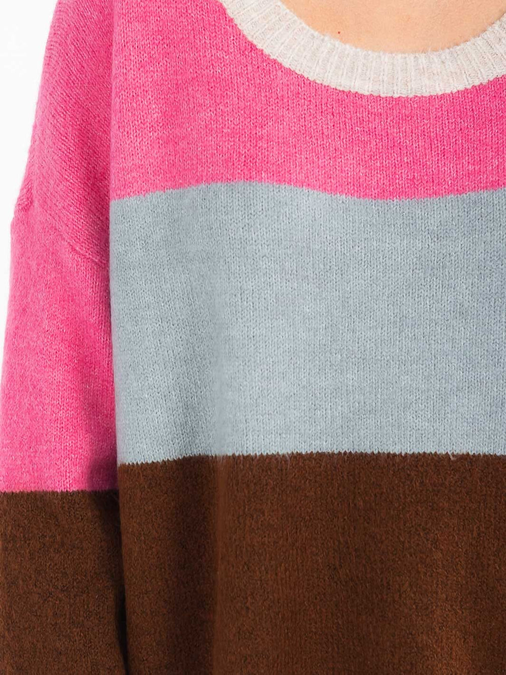 WOMEN'S LONG SLEEVE COLORBLOCK PULLOVER SWEATER