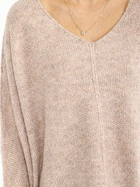 WOMEN'S LONG SLEEVE V-NECK PULLOVER HIGH-LOW SWEATER