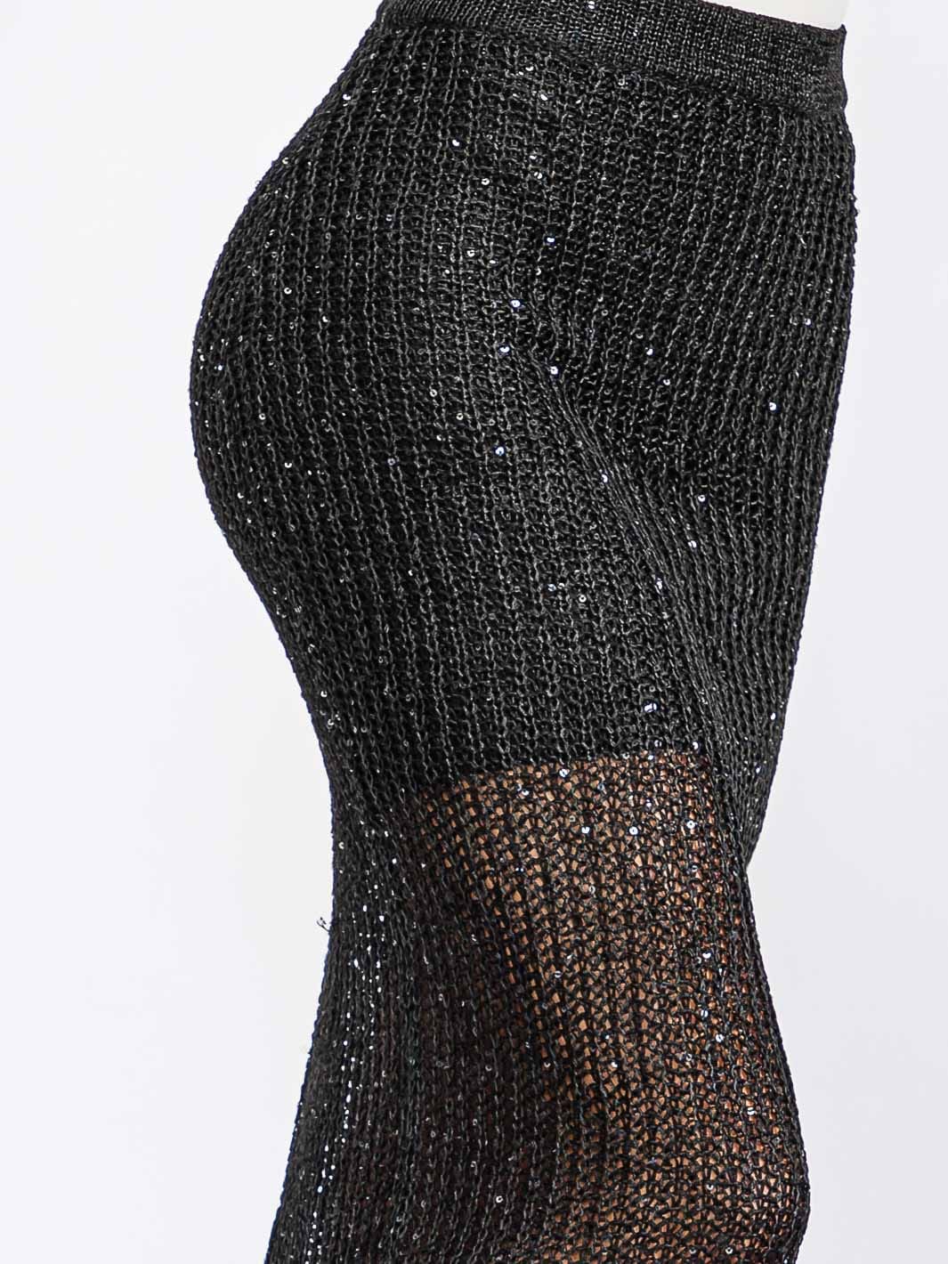 WOMEN'S ELASTIC WAIST SHIMMER KNIT MIDI SKIRT