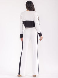 WOMEN'S LONG SLEEVE TOP & ELASTIC WAIST PANTS COLORBLOCK 2PC. SET