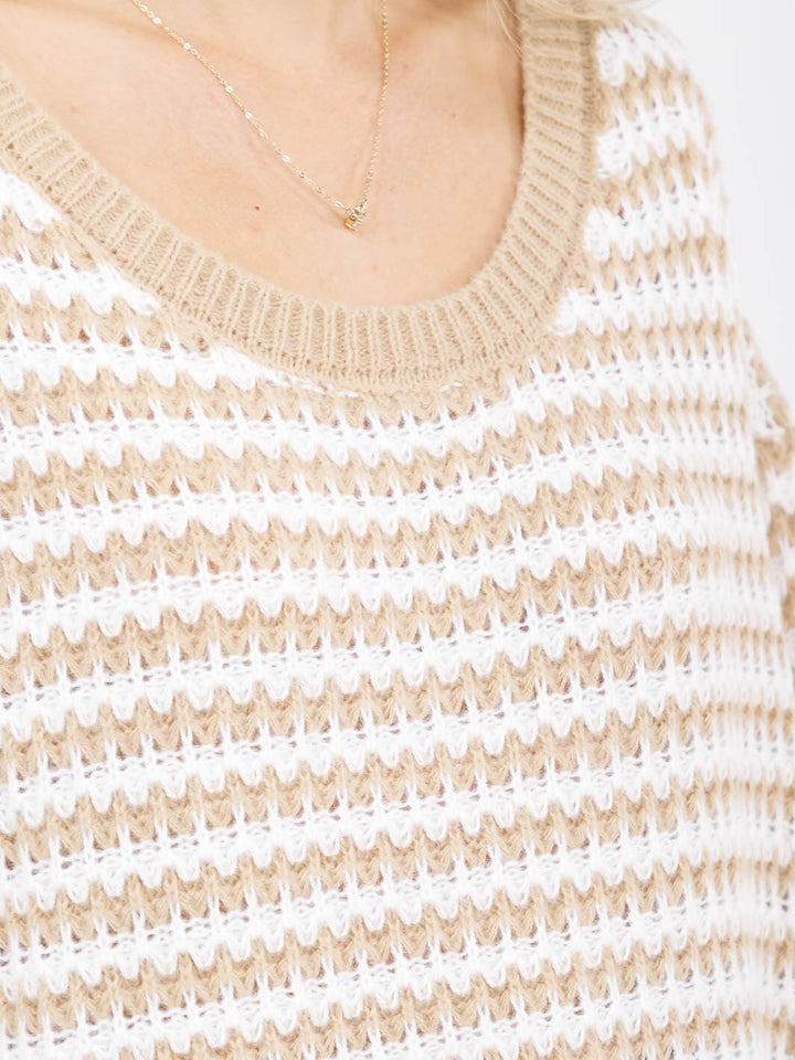WOMEN'S LONG SLEEVE KNIT PULLOVER COLORBLOCK OVERSIZED SWEATER
