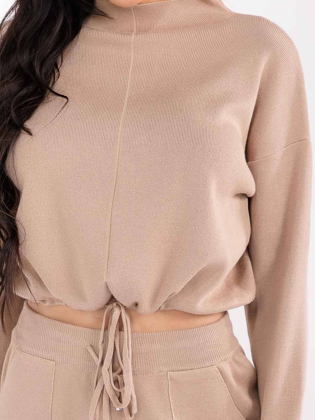 WOMEN'S LONG SLEEVE TOP & ELASTIC WAIST PANTS RIBBED 2PC. SET