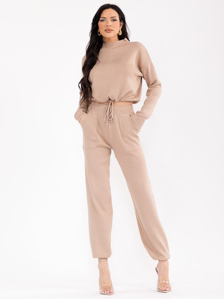 WOMEN'S LONG SLEEVE TOP & ELASTIC WAIST PANTS RIBBED 2PC. SET