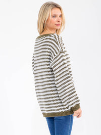 WOMEN'S LONG SLEEVE KNIT PULLOVER COLORBLOCK OVERSIZED SWEATER