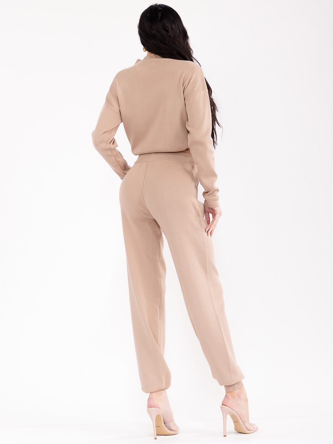 WOMEN'S LONG SLEEVE TOP & ELASTIC WAIST PANTS RIBBED 2PC. SET