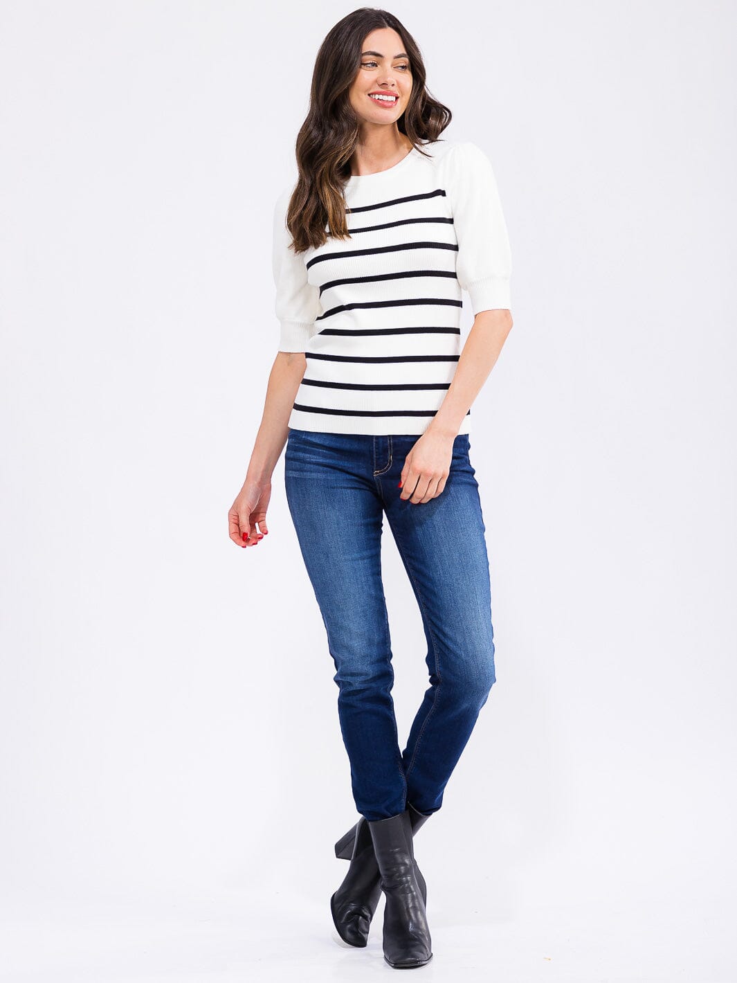 WOMEN'S SHORT SLEEVE COLORBLOCK STRIPES BLOUSE