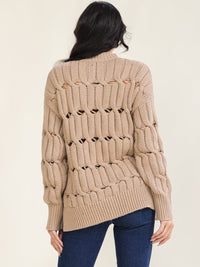 WOMEN'S LONG SLEEVE OPEN KNIT PULLOVER SWEATER