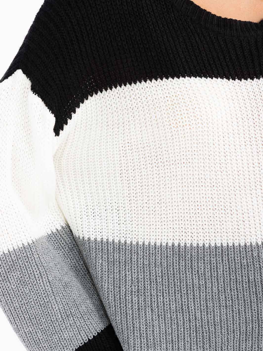 WOMEN'S LONG SLEEVE KNIT COLORBLOCK SWEATER