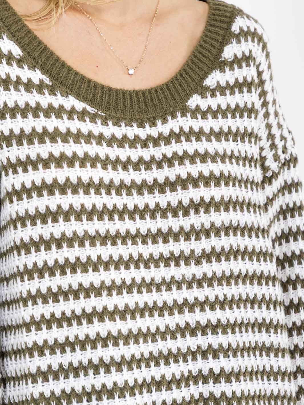 WOMEN'S LONG SLEEVE KNIT PULLOVER COLORBLOCK OVERSIZED SWEATER