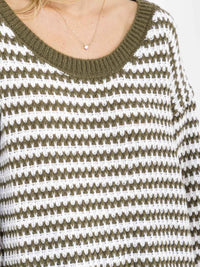WOMEN'S LONG SLEEVE KNIT PULLOVER COLORBLOCK OVERSIZED SWEATER