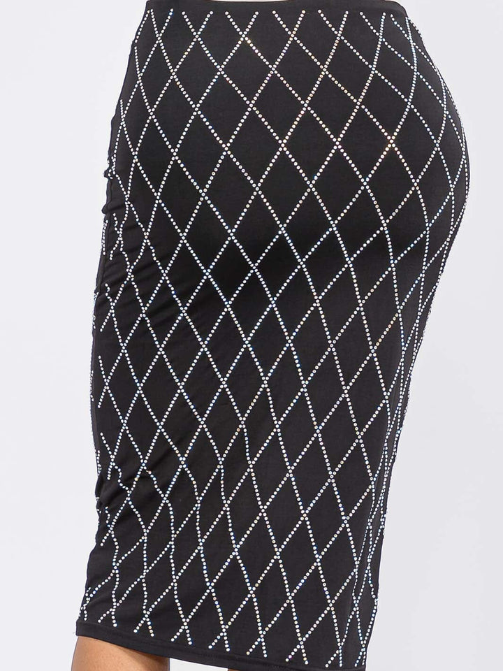 WOMEN'S ELASTIC WAIST SEQUINS DETAILED MIDI SKIRT