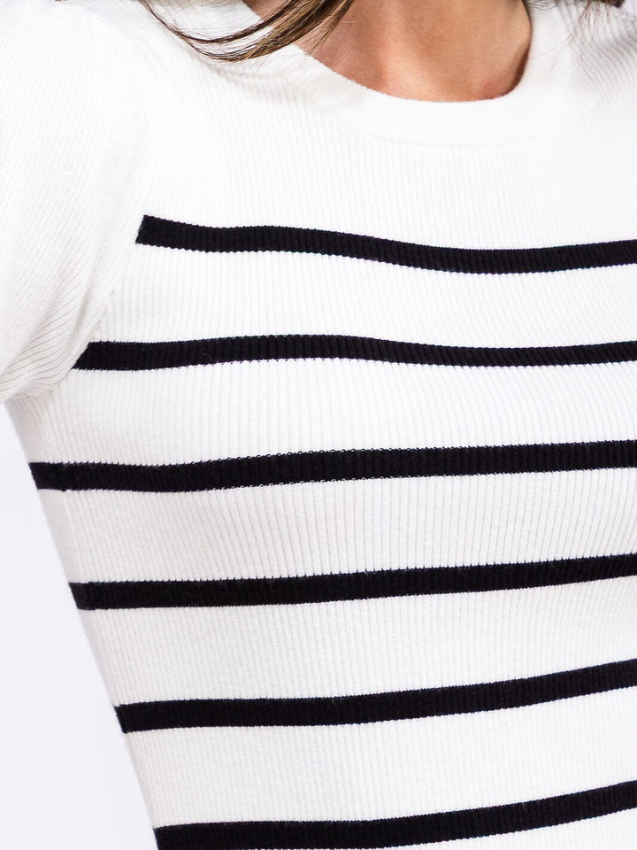 WOMEN'S SHORT SLEEVE COLORBLOCK STRIPES BLOUSE