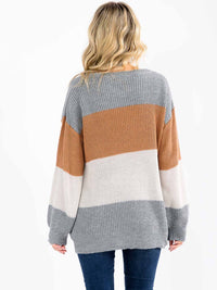 WOMEN'S LONG SLEEVE KNIT COLORBLOCK SWEATER