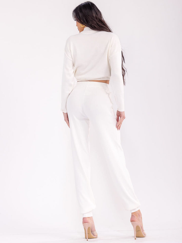 WOMEN'S LONG SLEEVE TOP & ELASTIC WAIST PANTS RIBBED 2PC. SET