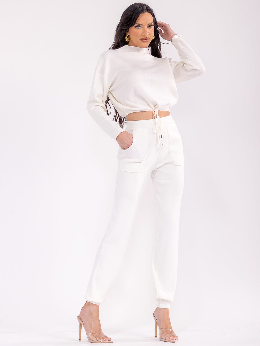 WOMEN'S LONG SLEEVE TOP & ELASTIC WAIST PANTS RIBBED 2PC. SET