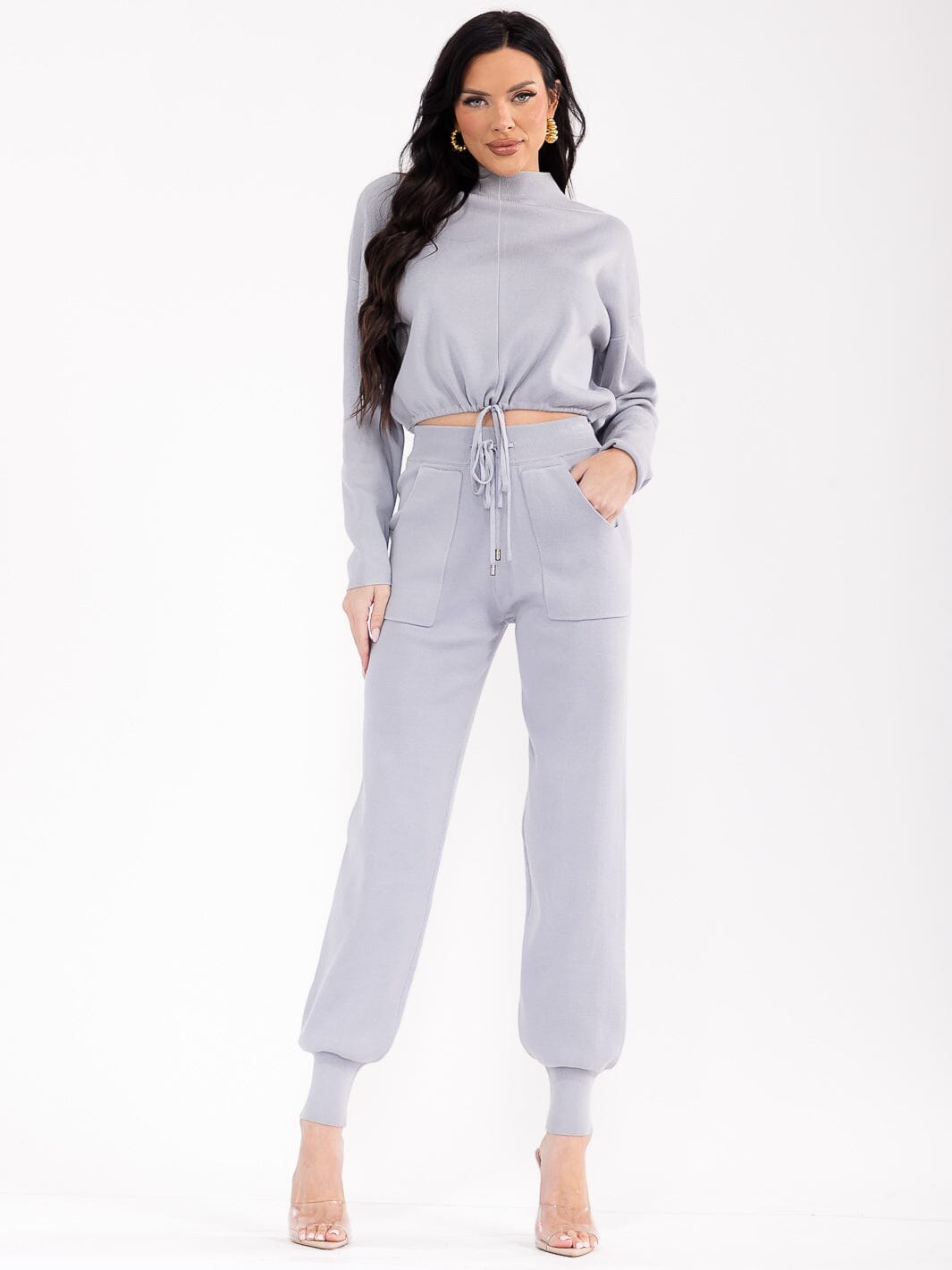 WOMEN'S LONG SLEEVE TOP & ELASTIC WAIST PANTS RIBBED 2PC. SET