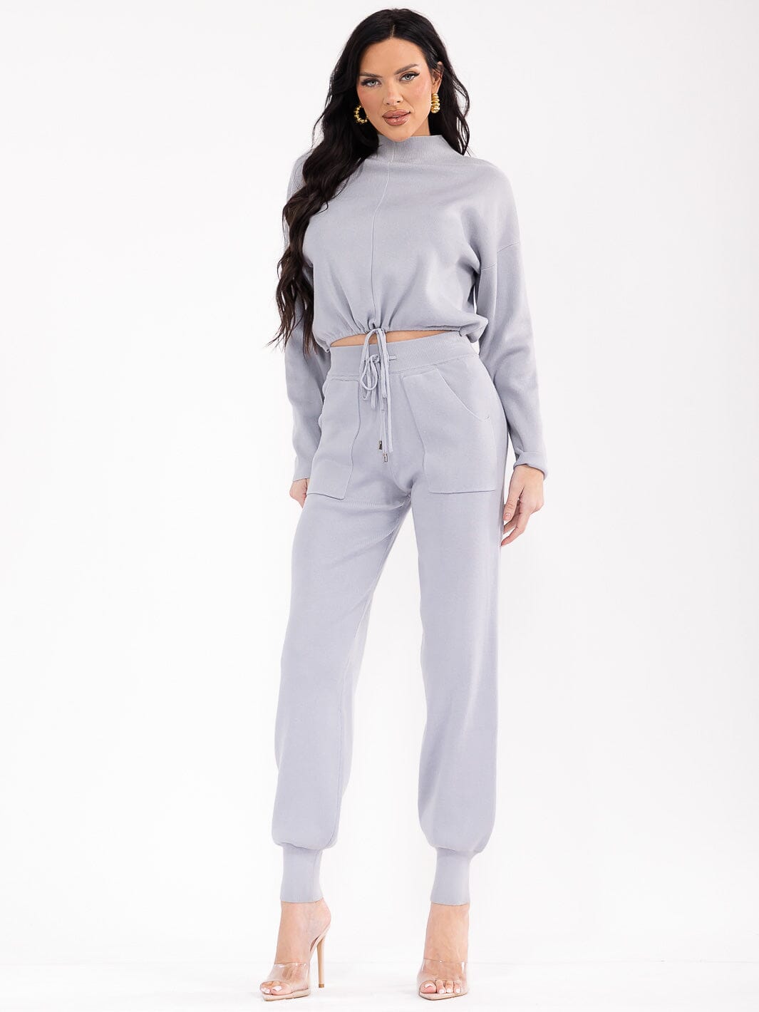 WOMEN'S LONG SLEEVE TOP & ELASTIC WAIST PANTS RIBBED 2PC. SET