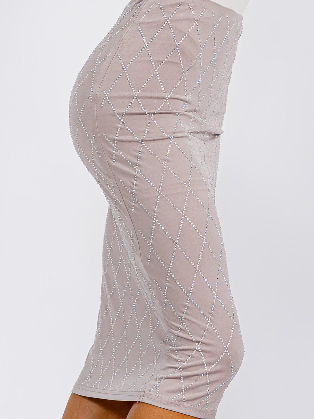 WOMEN'S ELASTIC WAIST SEQUINS DETAILED MIDI SKIRT