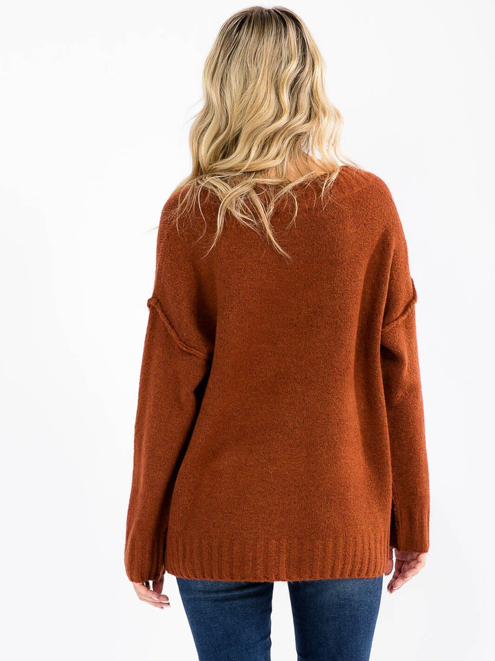 WOMEN'S LONG SLEEVE V-NECK PULLOVER SWEATER