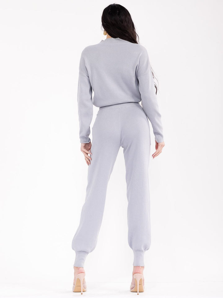 WOMEN'S LONG SLEEVE TOP & ELASTIC WAIST PANTS RIBBED 2PC. SET