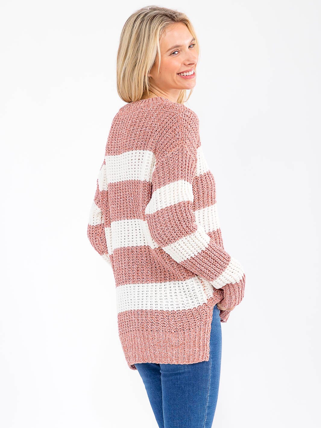 WOMEN'S LONG SLEEVE KNIT COLORBLOCK PULLOVER SWEATER