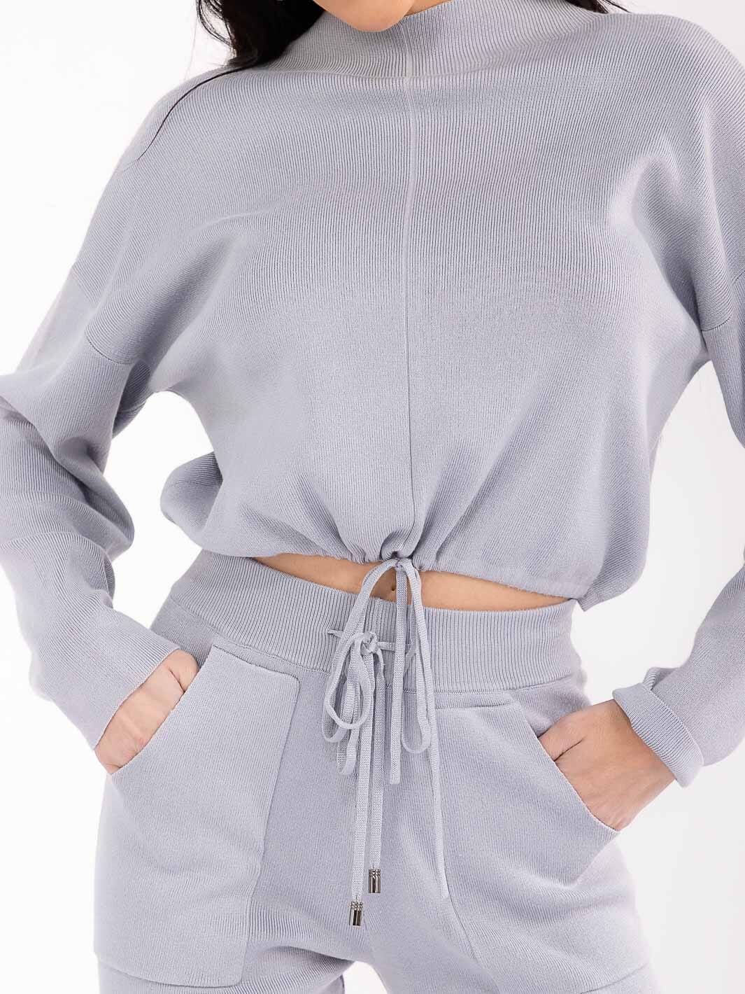 WOMEN'S LONG SLEEVE TOP & ELASTIC WAIST PANTS RIBBED 2PC. SET