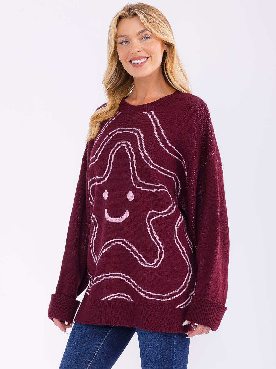 WOMEN'S LONG SLEEVE GRAPHIC PULLOVER SWEATER