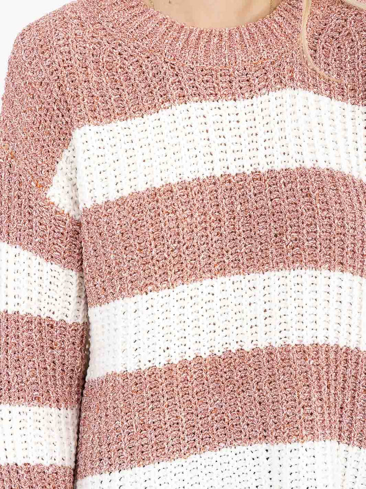 WOMEN'S LONG SLEEVE KNIT COLORBLOCK PULLOVER SWEATER