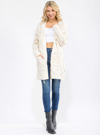 WOMEN'S LONG SLEEVE OPEN FRONT POCKETS KNITTED CARDIGAN