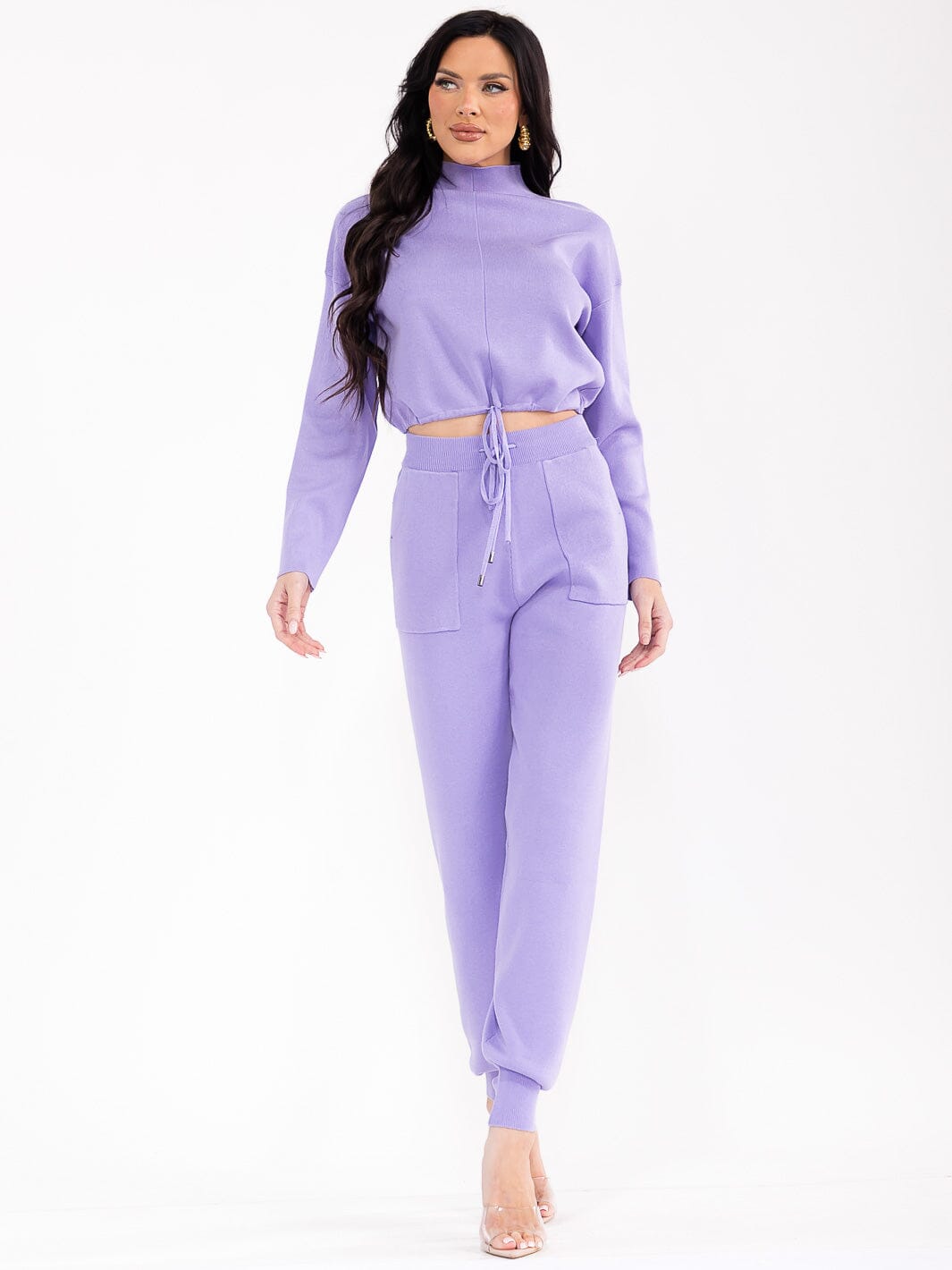 WOMEN'S LONG SLEEVE TOP & ELASTIC WAIST PANTS RIBBED 2PC. SET