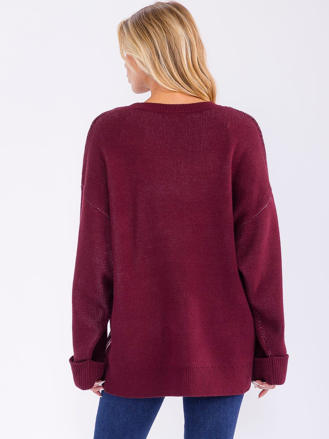 WOMEN'S LONG SLEEVE GRAPHIC PULLOVER SWEATER