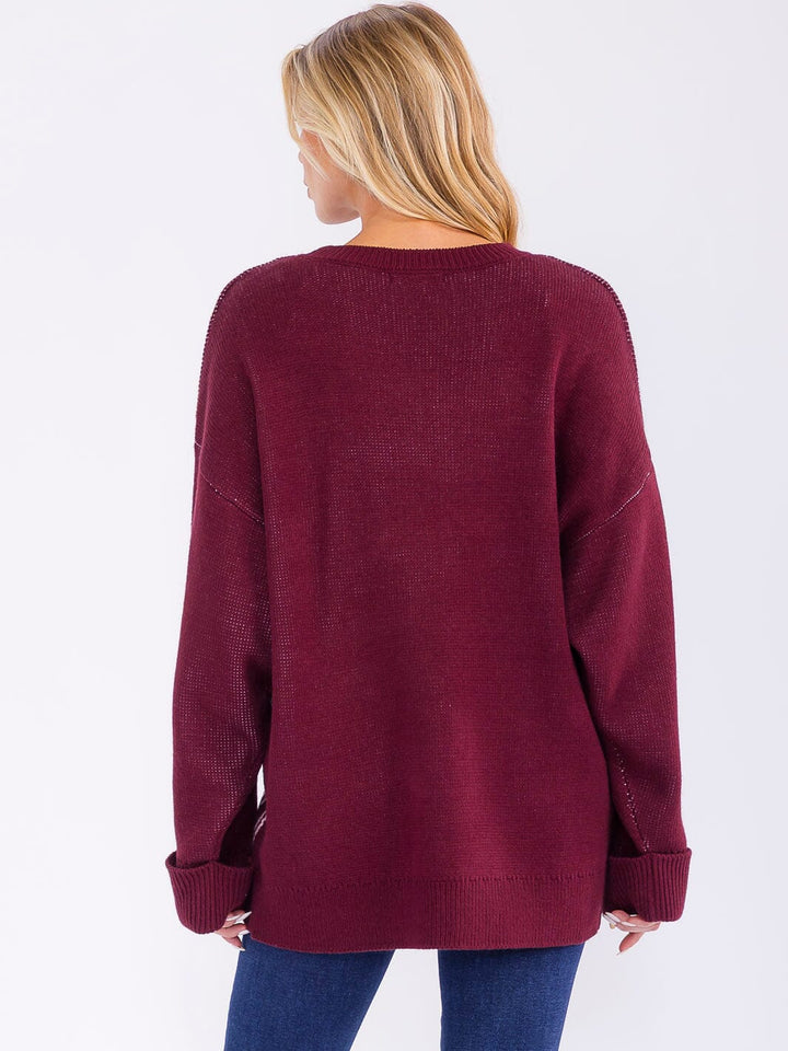 WOMEN'S LONG SLEEVE GRAPHIC PULLOVER SWEATER