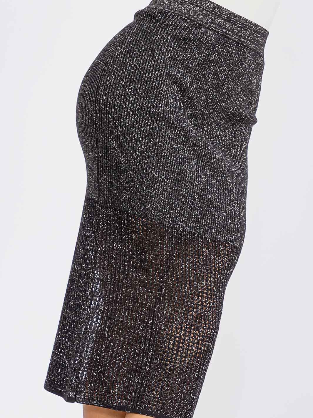 WOMEN'S ELASTIC WAIST SHIMMER KNIT MIDI SKIRT