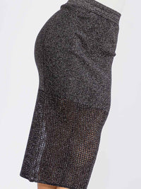 WOMEN'S ELASTIC WAIST SHIMMER KNIT MIDI SKIRT