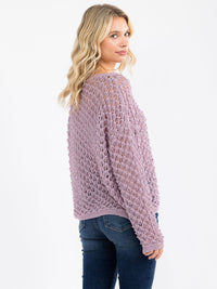 WOMEN'S LONG SLEEVE V-NECK KNIT PULLOVER TOP