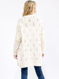 WOMEN'S LONG SLEEVE OPEN FRONT POCKETS KNITTED CARDIGAN