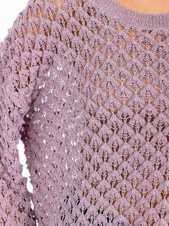 WOMEN'S LONG SLEEVE V-NECK KNIT PULLOVER TOP