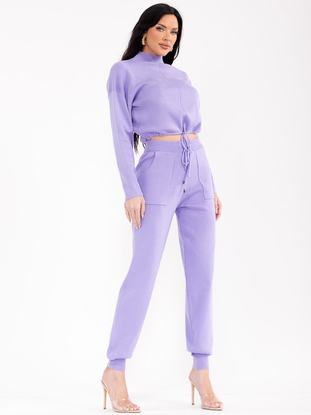 WOMEN'S LONG SLEEVE TOP & ELASTIC WAIST PANTS RIBBED 2PC. SET