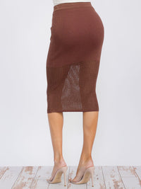 WOMEN'S ELASTIC WAIST SHIMMER KNIT MIDI SKIRT