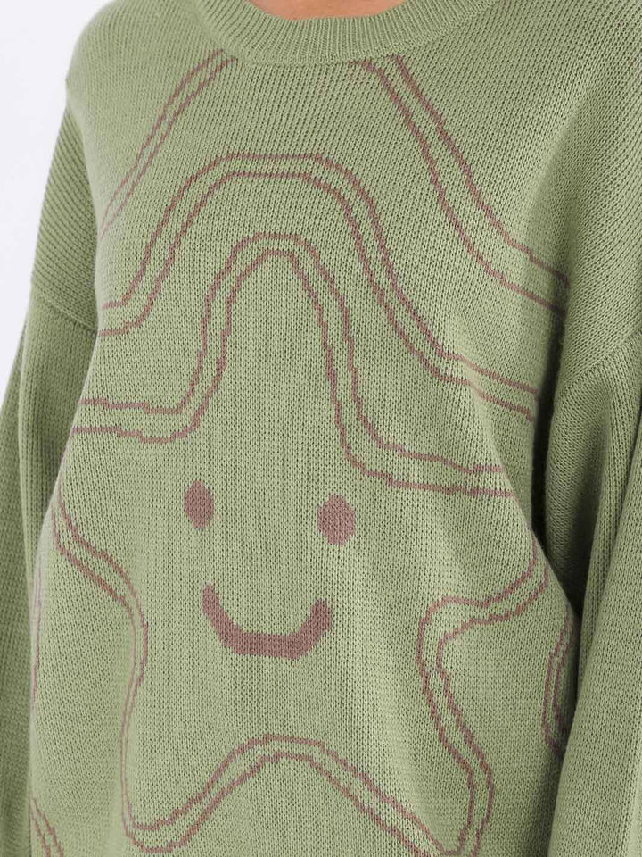 WOMEN'S LONG SLEEVE GRAPHIC PULLOVER SWEATER